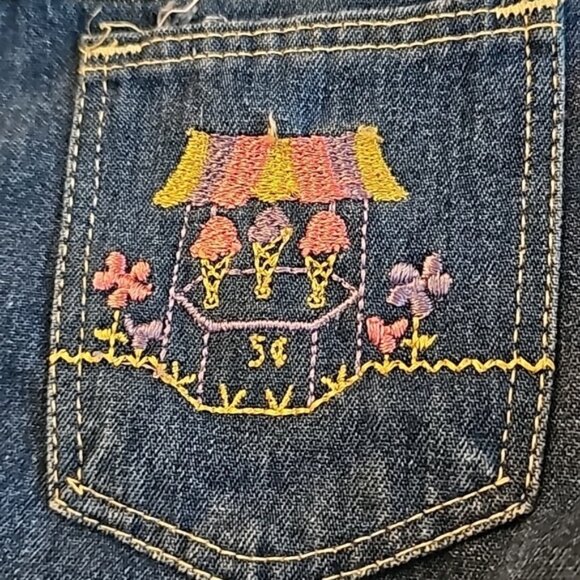 Vintage Wrangler Ice Cream Embroidered Denim Shortalls Overalls - Picture 3 of 9